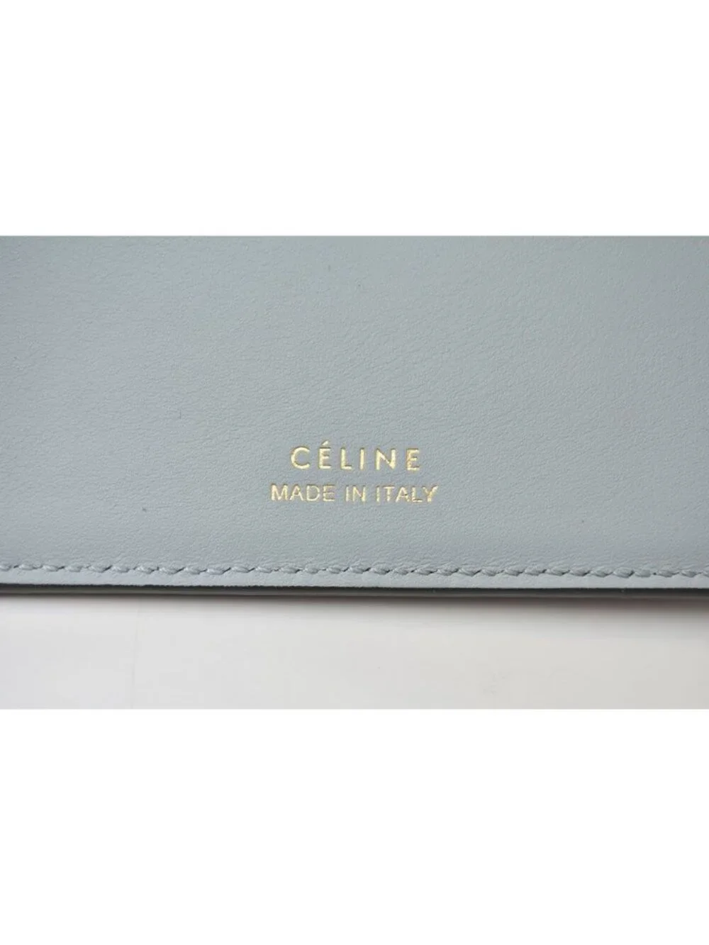Celine Wallet Mini Small Folded Multi Function Trifold Gray Light Blue Leather